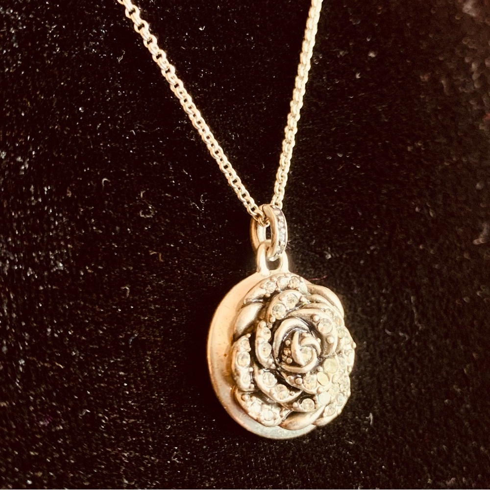 Fossil Jeweled Rose Necklace